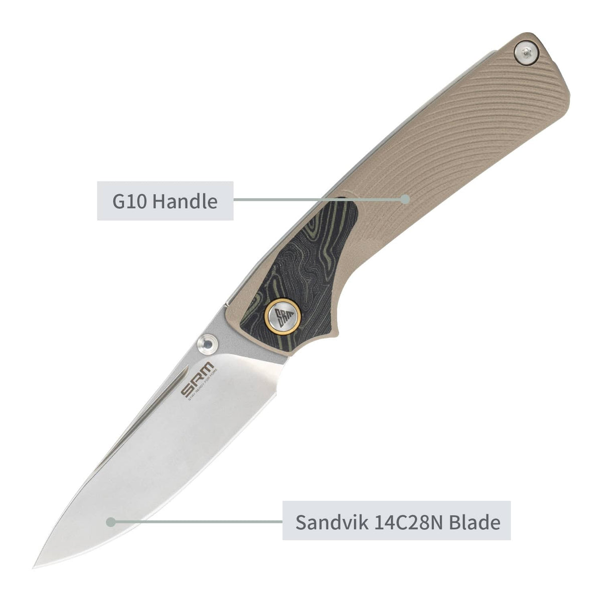 2.99" 14C28N Drop Point Slip Joint Knife – SRM Dome G10 EDC (106M-GW)