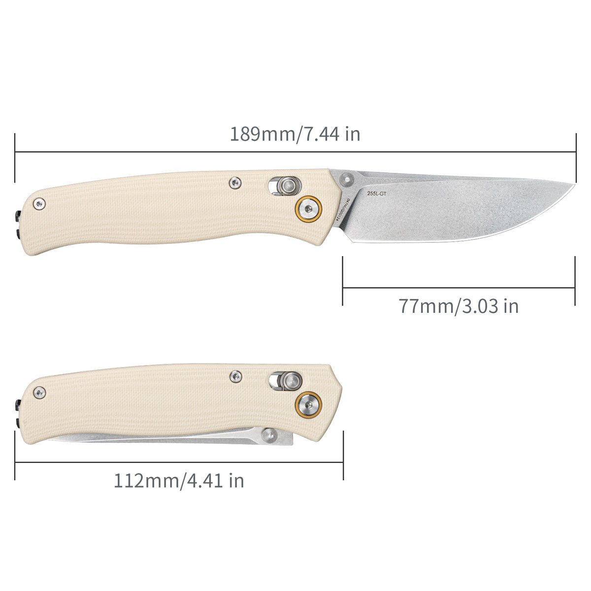SRM Medal 255L-GT Folding Knife – 3.2" 10Cr15CoMoV Drop Point, G10 Handle