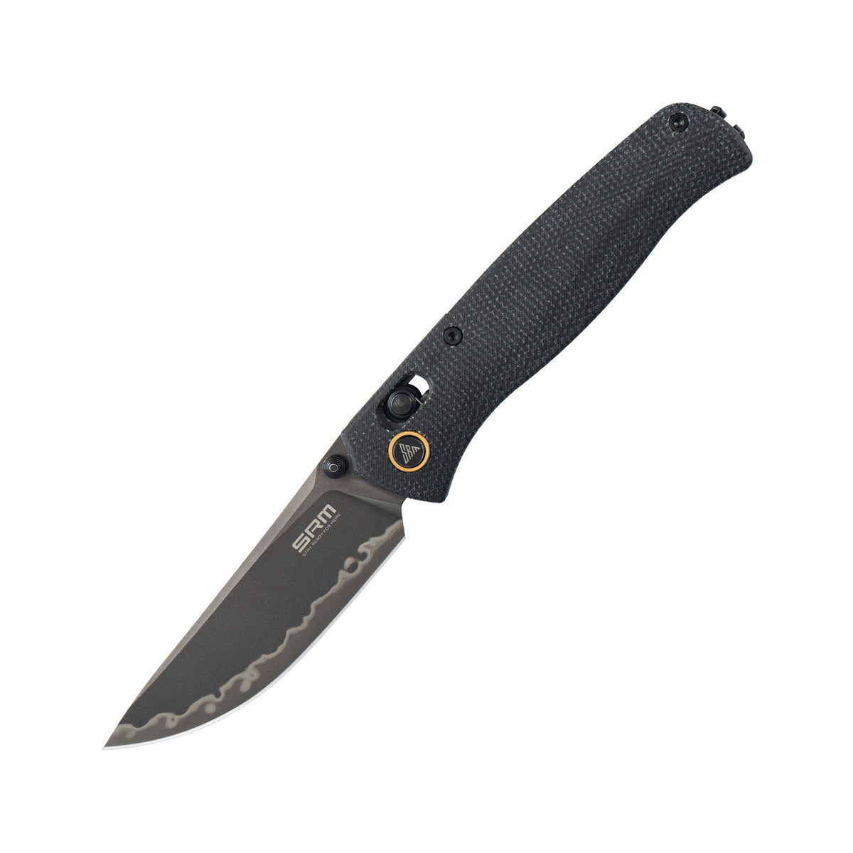 SRM Medal 255L-MB2 Folding Knife – 3.2" Laminated 140Cr Drop Point, Micarta Handle, Ambi Lock