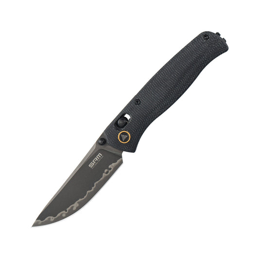 SRM Medal 255L-MB2 Folding Knife – 3.2" Laminated 140Cr Drop Point, Micarta Handle, Ambi Lock