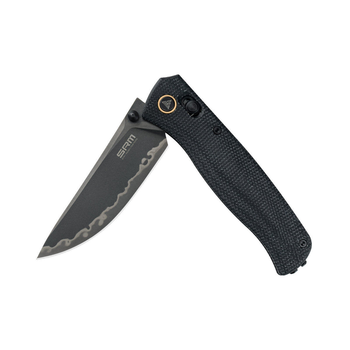 SRM Medal 255L-MB2 Folding Knife – 3.2" Laminated 140Cr Drop Point, Micarta Handle, Ambi Lock