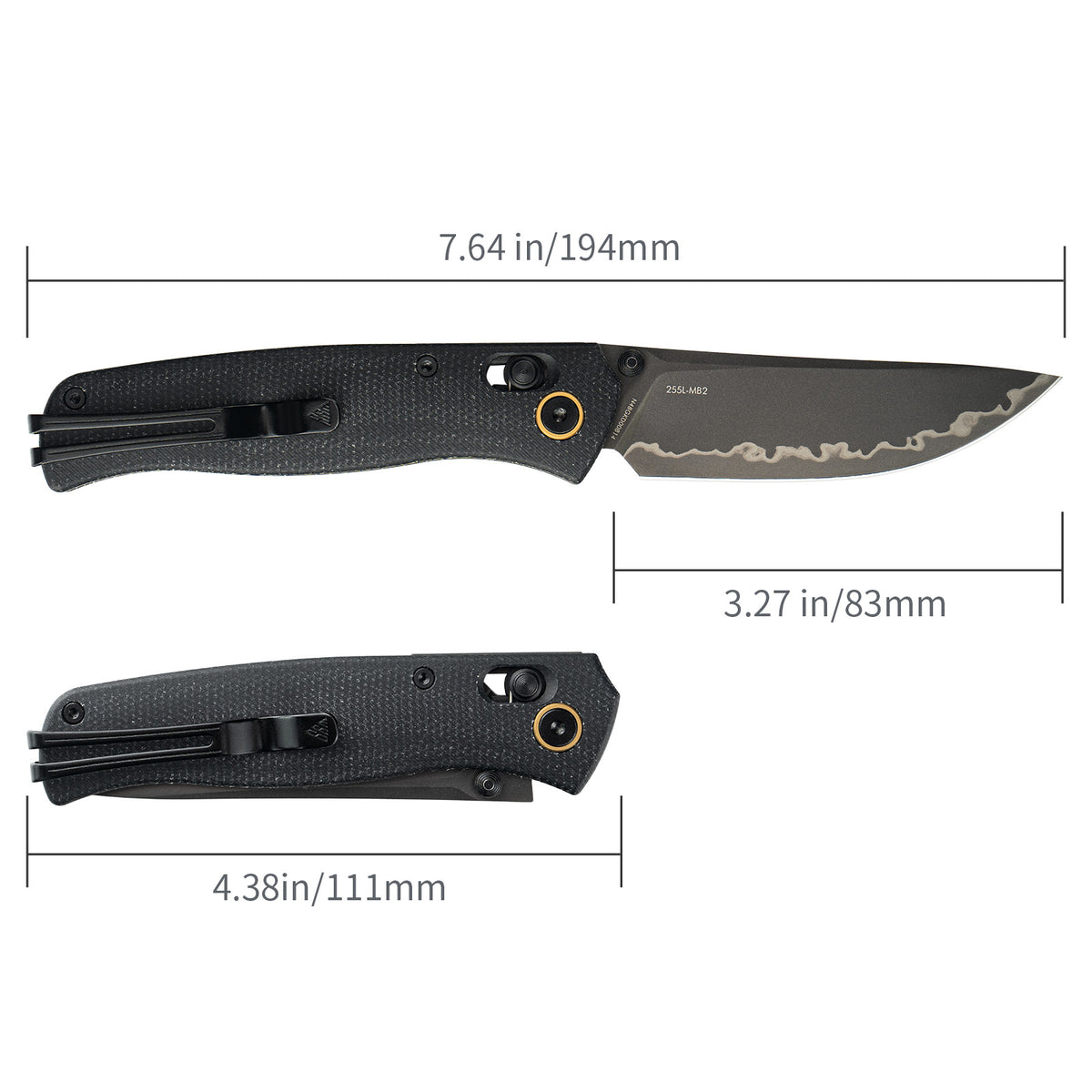 SRM Medal 255L-MB2 Folding Knife – 3.2" Laminated 140Cr Drop Point, Micarta Handle, Ambi Lock