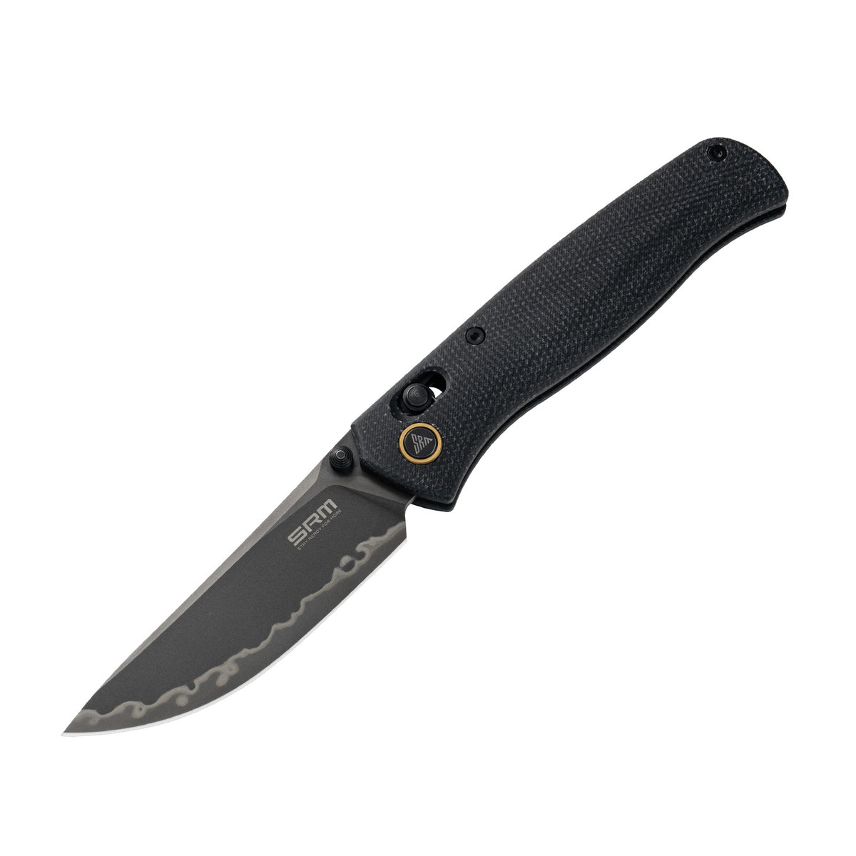 SRM Medal 255L-MB2 Folding Knife – 3.2" Laminated 140Cr Drop Point, Micarta Handle, Ambi Lock