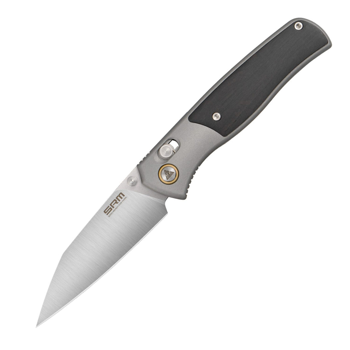 SRM Medal 259L-AK Folding Knife â€“ 3.18" 14C28N Reverse Tanto, Gray Aluminum Handle, Ambi Lock