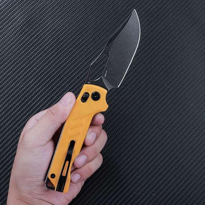 SRM Mirage 238X-GY Folding Knife – 3.62" D2 Clip Point Blade, G10 Handle Crossbar Lock