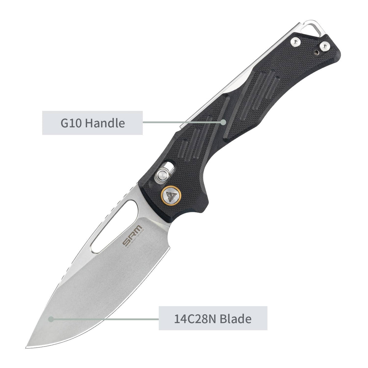 SRM Mirage 239X-GB Folding Knife – 3.62" 14C28N Drop Point, G10 Handle