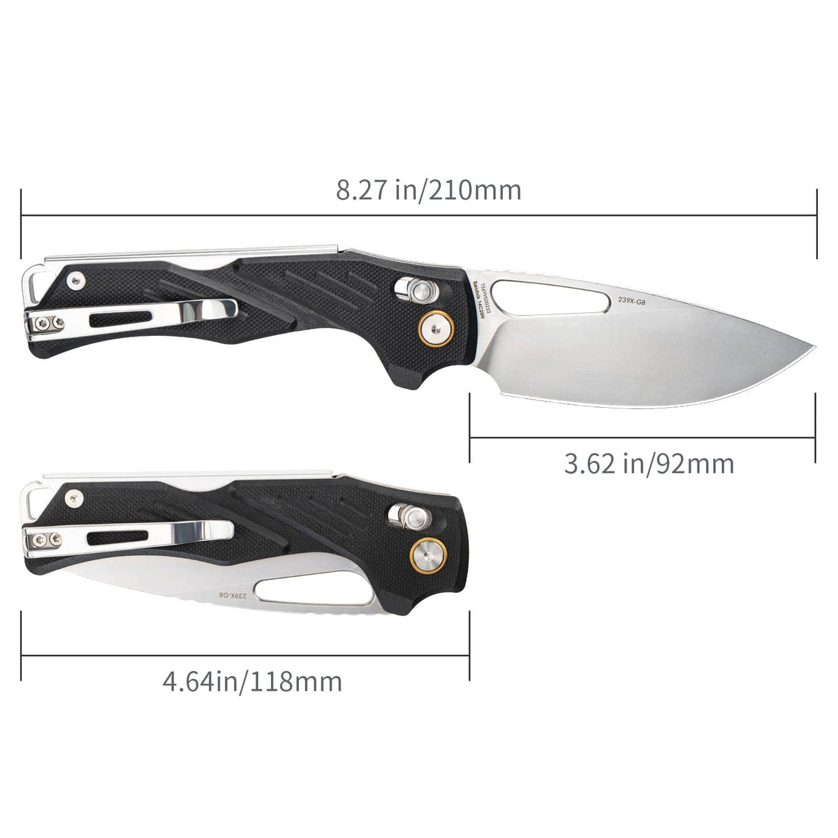 SRM Mirage 239X-GB Folding Knife – 3.62" 14C28N Drop Point, G10 Handle