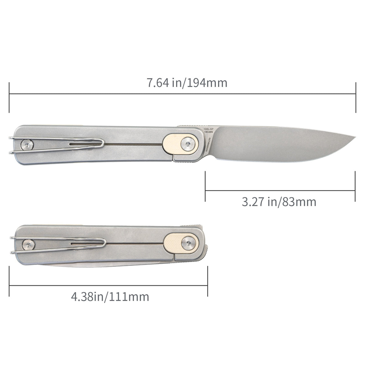 3.27" 14C28N Drop Point Frame Lock Knife – SRM Palfrey Bead Blast G10 EDC (135L-GT)