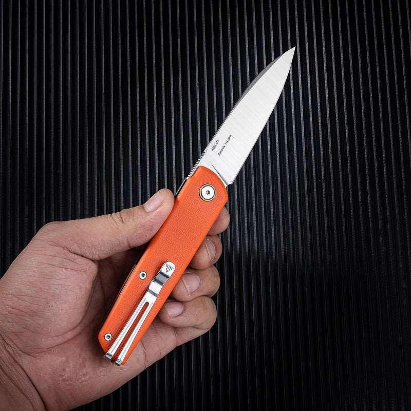 SRM Qrick 408L-GX Folding Knife – 3.23" 14C28N Drop Point Blade, G10 Handle