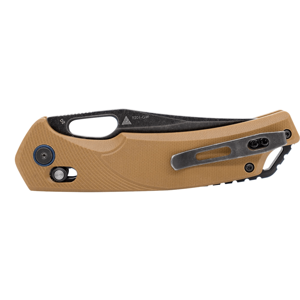 SRM Retriever 9201-GW Folding Knife – 3.54" D2 Clip Point Blade, G10 Handle Crossbar Lock