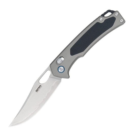 SRM Retriever 9203-AK Folding Knife – 3.54" Laminated 140Cr Clip Point, Aluminum & G10 Handle, Crossbar Lock