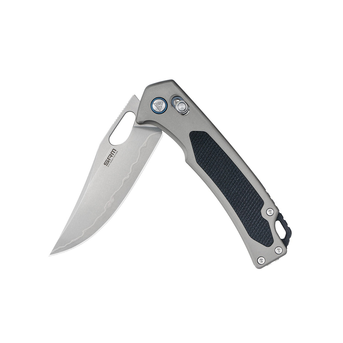 SRM Retriever 9203-AK Folding Knife – 3.54" Laminated 140Cr Clip Point, Aluminum & G10 Handle, Crossbar Lock
