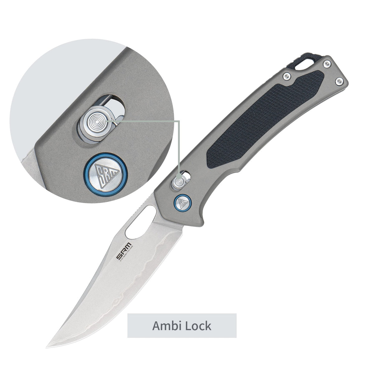 SRM Retriever 9203-AK Folding Knife – 3.54" Laminated 140Cr Clip Point, Aluminum & G10 Handle, Crossbar Lock