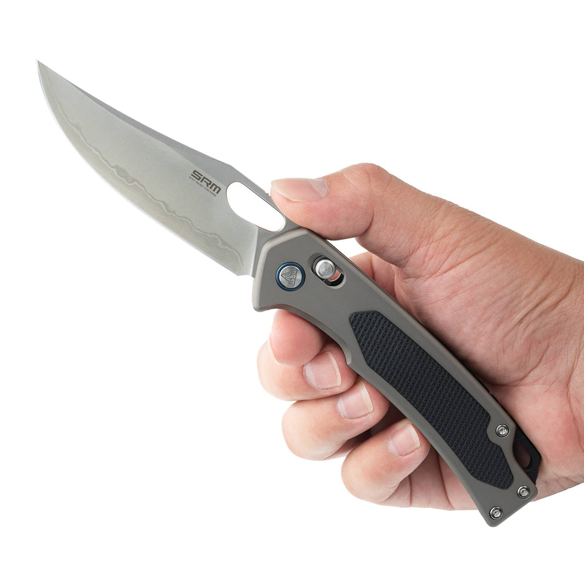 SRM Retriever 9203-AK Folding Knife – 3.54" Laminated 140Cr Clip Point, Aluminum & G10 Handle, Crossbar Lock
