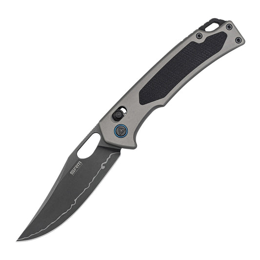 SRM Retriever 9203-AK2 – 3.54" Laminated 140Cr Clip Point Crossbar Lock Knife with Aluminum Handle
