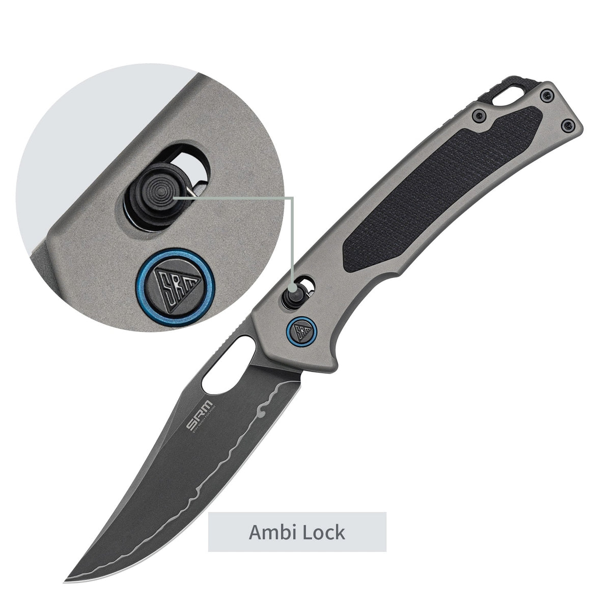 SRM Retriever 9203-AK2 – 3.54" Laminated 140Cr Clip Point Crossbar Lock Knife with Aluminum Handle