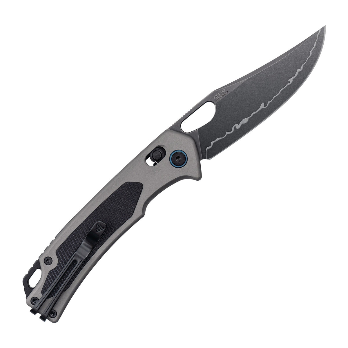 SRM Retriever 9203-AK2 – 3.54" Laminated 140Cr Clip Point Crossbar Lock Knife with Aluminum Handle