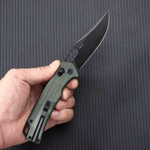SRM Retriever 9203-MG2 Folding Knife – 3.54" 10Cr15CoMoV Clip Point, Micarta Handle