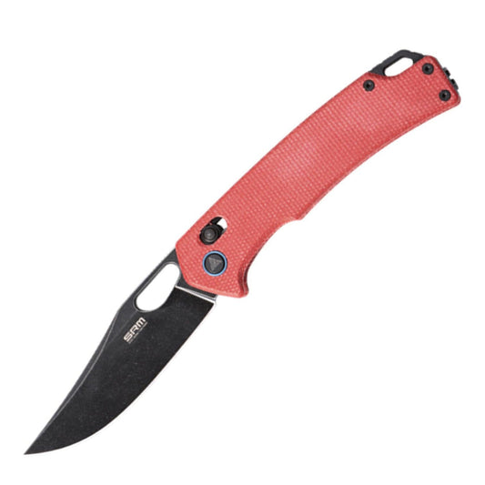 SRM Retriever 9203-MR2 Folding Knife – 3.54" 10Cr15CoMoV Clip Point, Micarta Handle