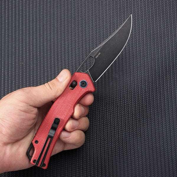 SRM Retriever 9203-MR2 Folding Knife – 3.54" 10Cr15CoMoV Clip Point, Micarta Handle