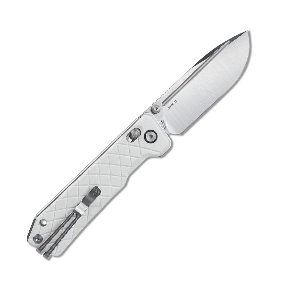 SRM Rubik 7228B-GT Folding Knife – 3.43" 14C28N Drop Point Blade, White G10 Handle