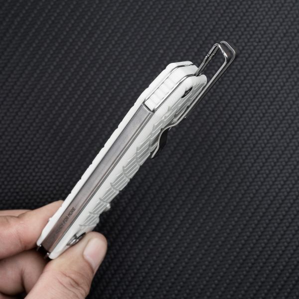 SRM Rubik 7228B-GT Folding Knife – 3.43" 14C28N Drop Point Blade, White G10 Handle