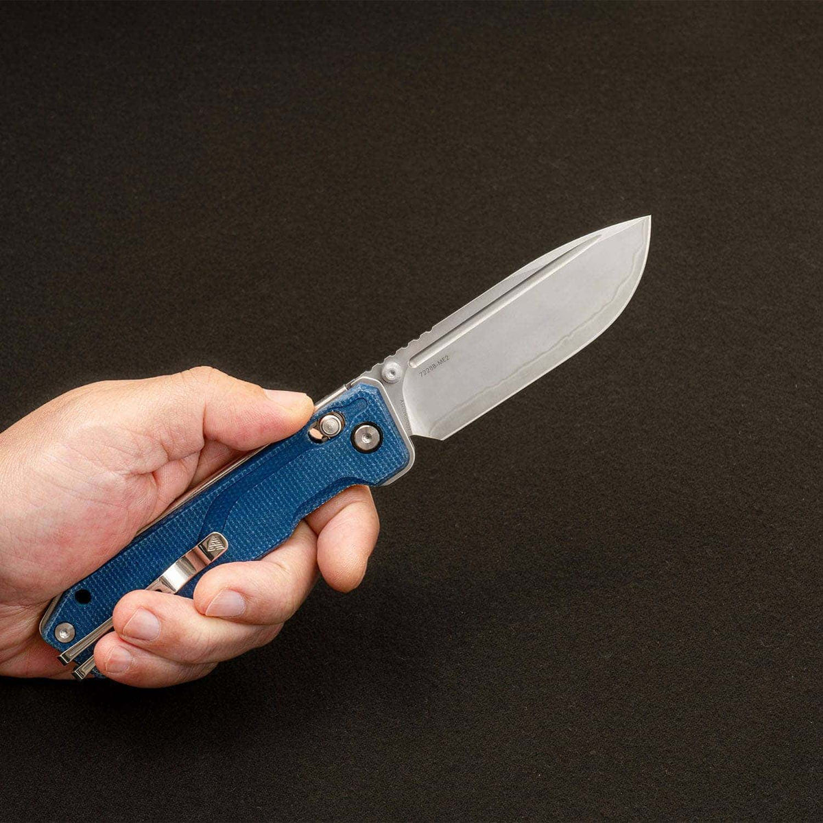 SRM Rubik 7228B-ME2 Folding Knife – 3.43" Laminated 140Cr Drop Point, Micarta Handle