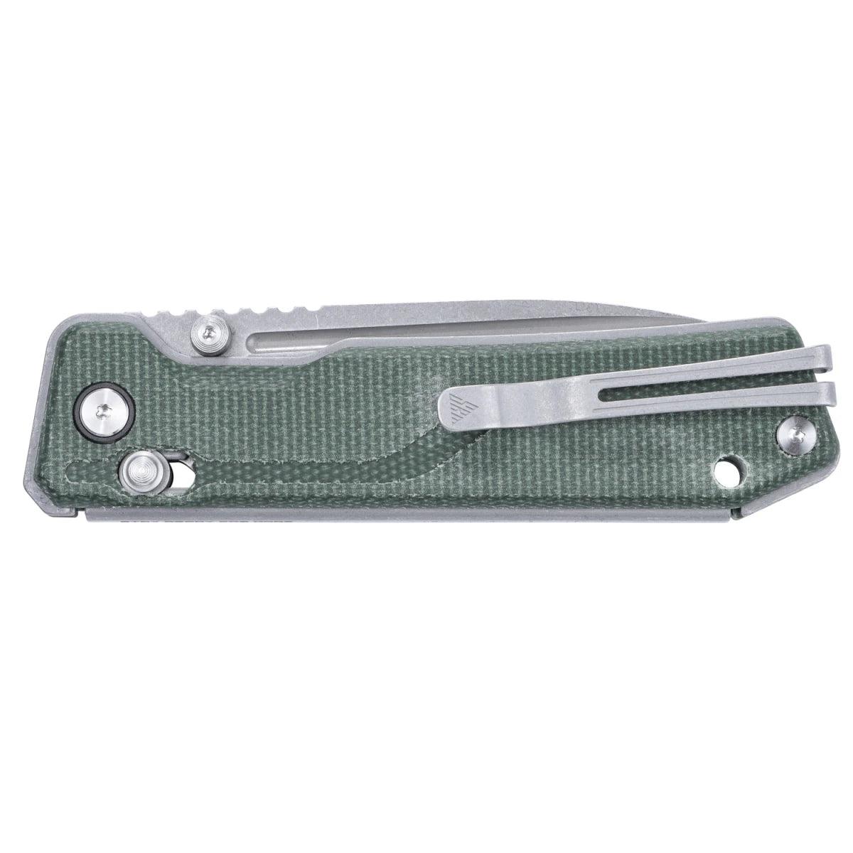 SRM Rubik 7228B-MG Folding Knife – 3.43" 14C28N Drop Point, Green Micarta Handle