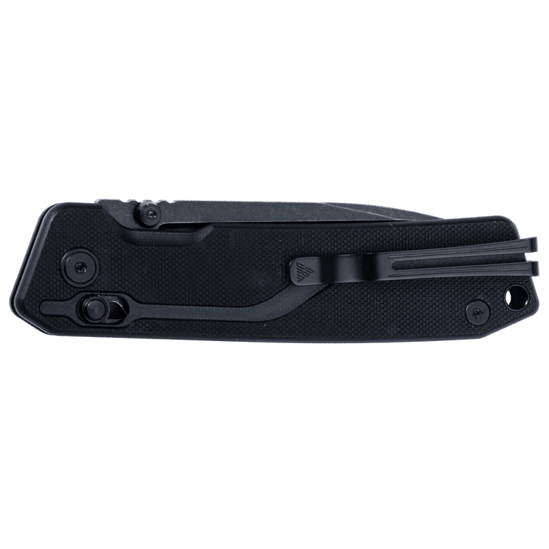 SRM Rubik 7228L-GB Folding Knife – 3.43" 10Cr15CoMoV Drop Point Blade, Black G10 Crossbar Lock