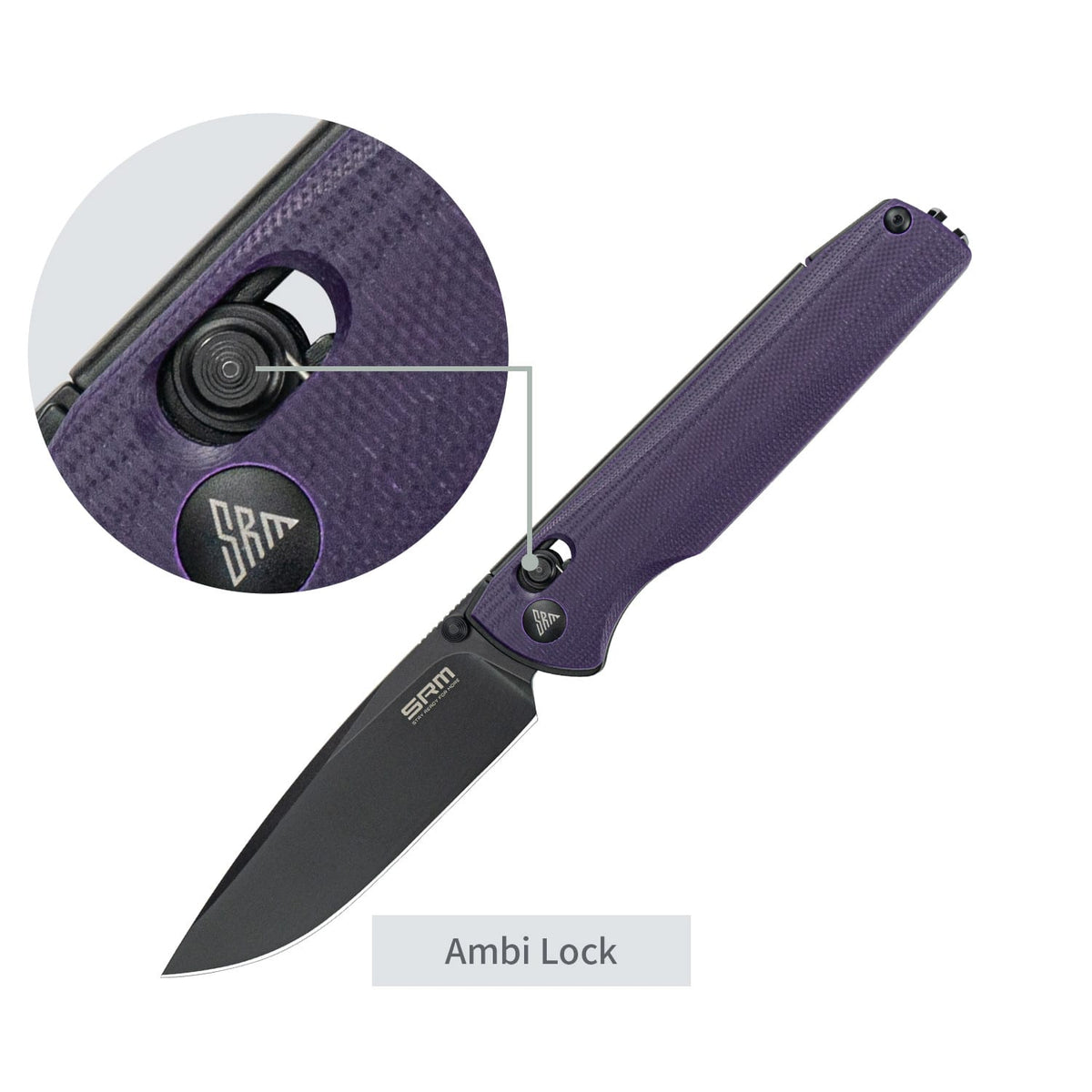 SRM Terrier 258L-GN blade detail – matte black titanium coated D2
