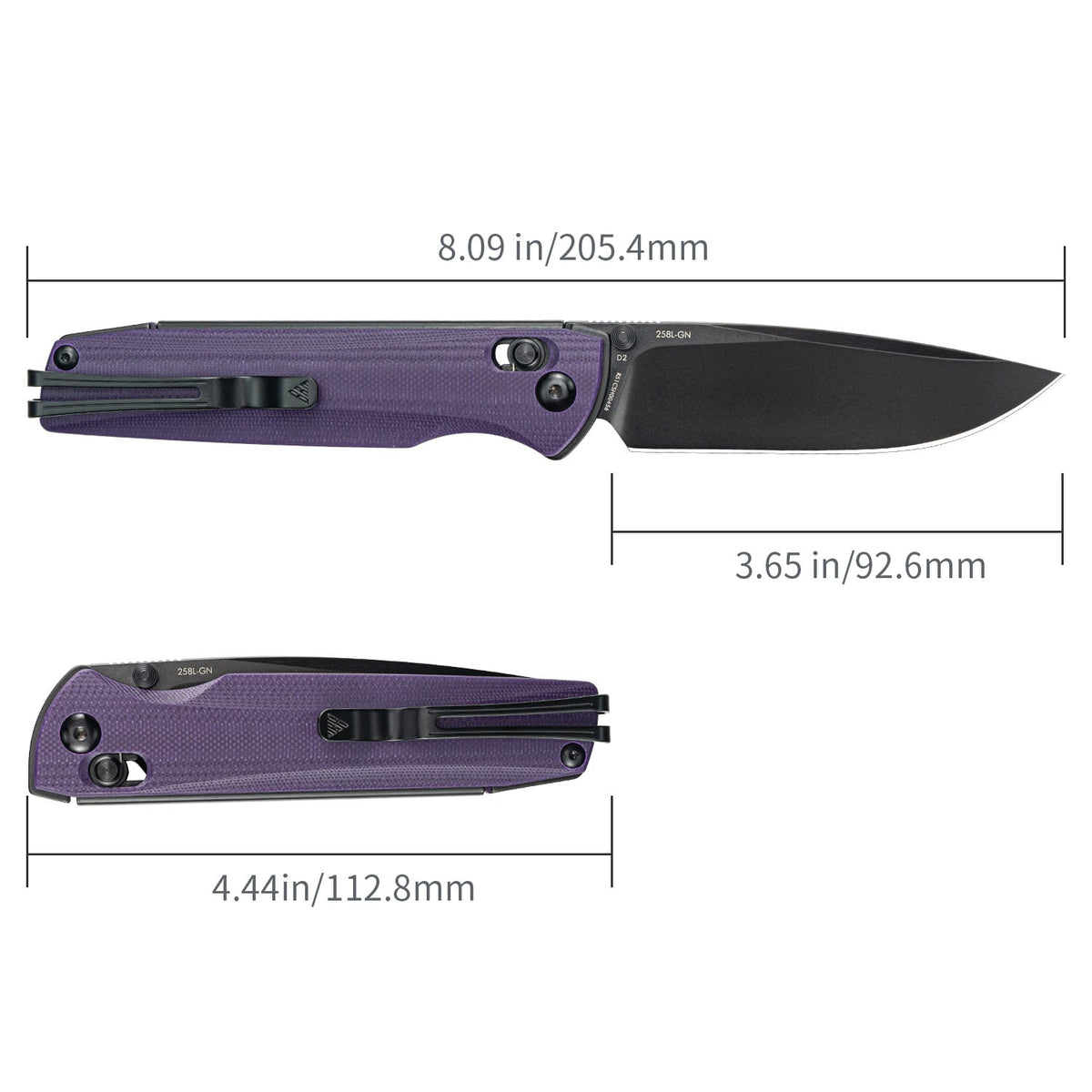SRM Terrier 258L-GN reversible pocket clip detail