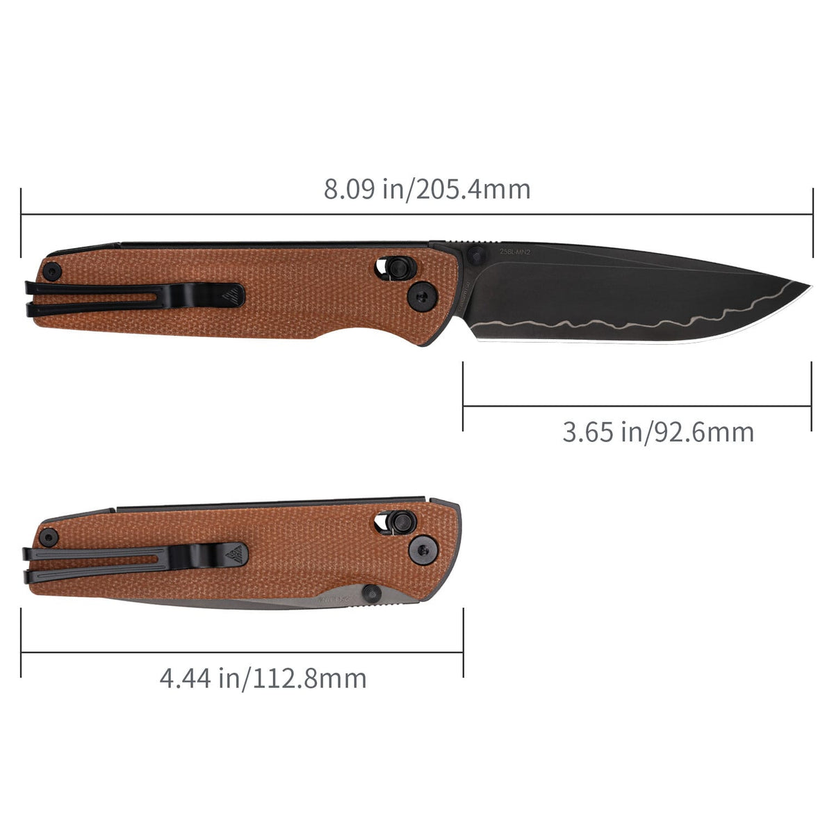 SRM Terrier 3.65" Laminated 140Cr Crossbar Lock Folding Knife – Micarta Handle (258L-MN2)
