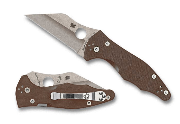 Spyderco Yojimbo 2 Sprint Run – 3.20" CPM-15V Stonewashed Wharncliffe Blade, Brown G-10 Handle – C85GPBN15V2