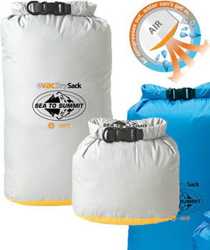 Sea to Summit eVAC Dry Sack 5L (stseVACdrysack5L) front view – 5 liter valve-free waterproof dry bag