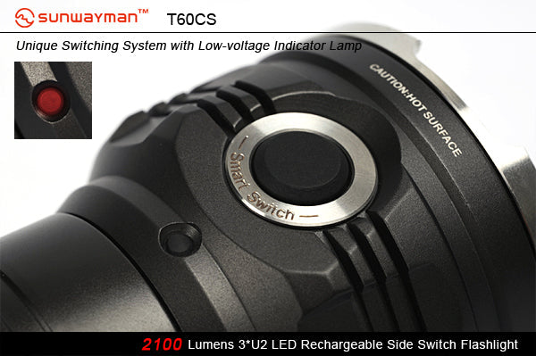 Sunwayman T60CS 2100 Lumen Rechargeable Side Switch Flashlight