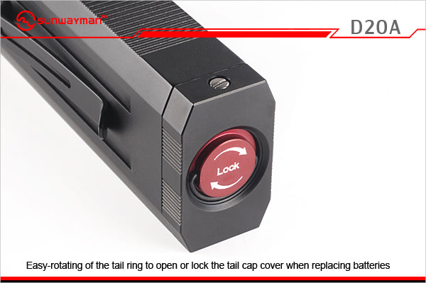 Sunwayman D20A Dual LED Flashlight - CREE XP-G2 White LED & CREE XP-E P2 Red LED - 258 Lumens - 2 x AA batteries