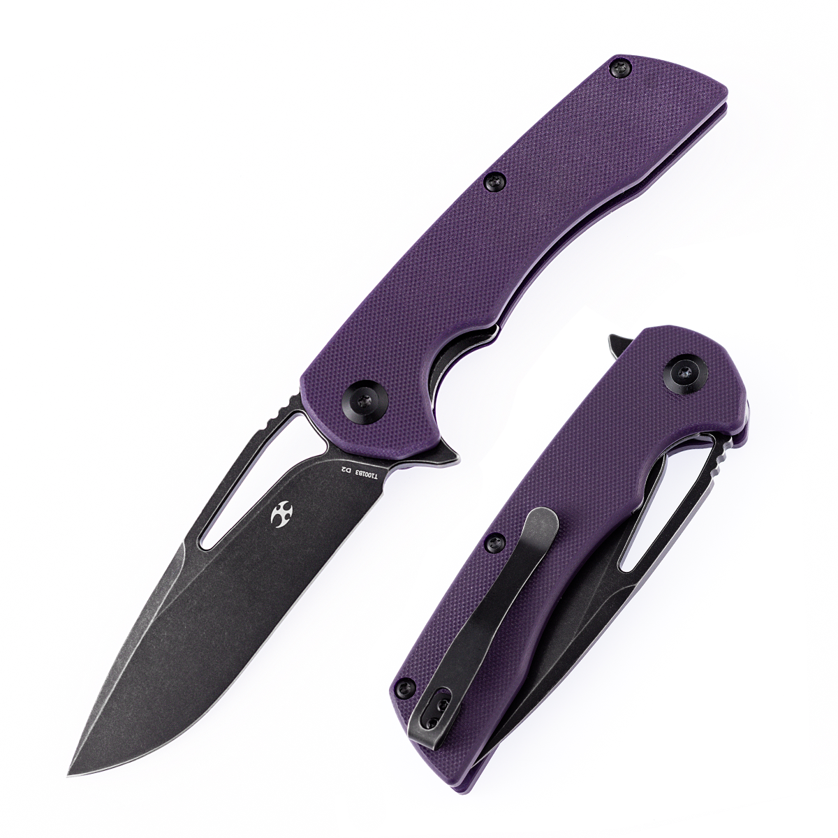 Kansept Kryo T1001B3 front view – 3.58" black coating D2 drop point folding knife