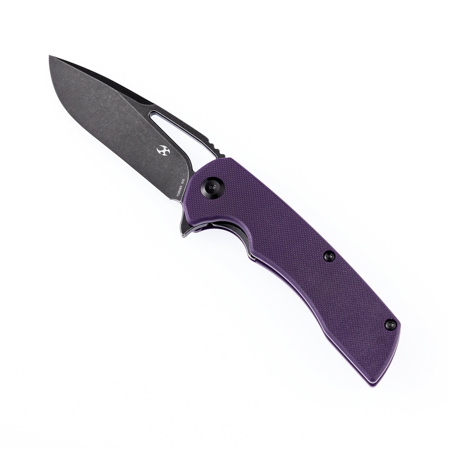 Kansept Kryo T1001B3 open position showing black coating D2 drop point blade
