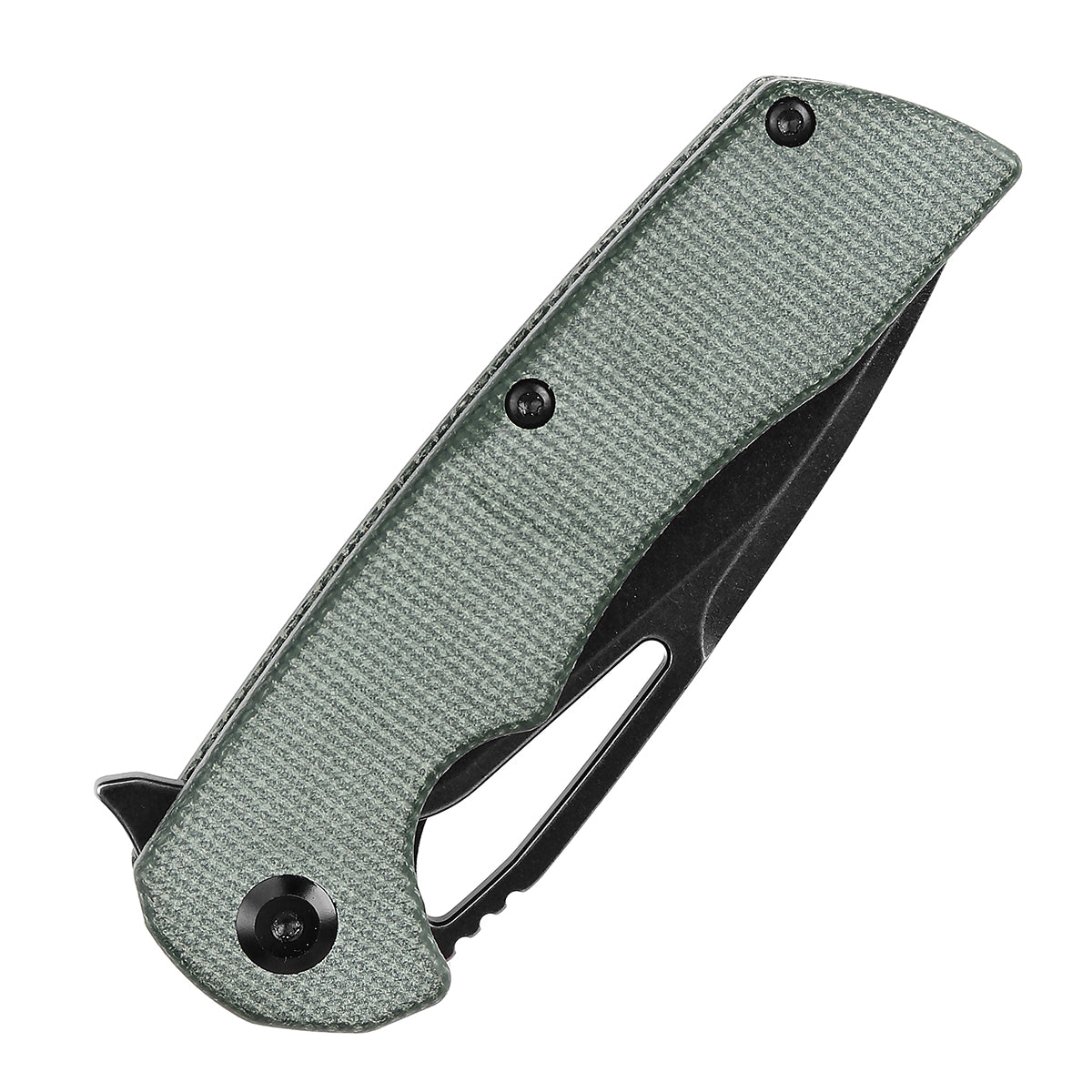 Kansept Kryo T1001M2 blade detail – black stonewashed 12C28N drop point