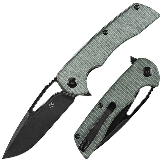 Kansept Kryo T1001M2 front view – 3.58" black stonewashed 12C28N drop point folding knife