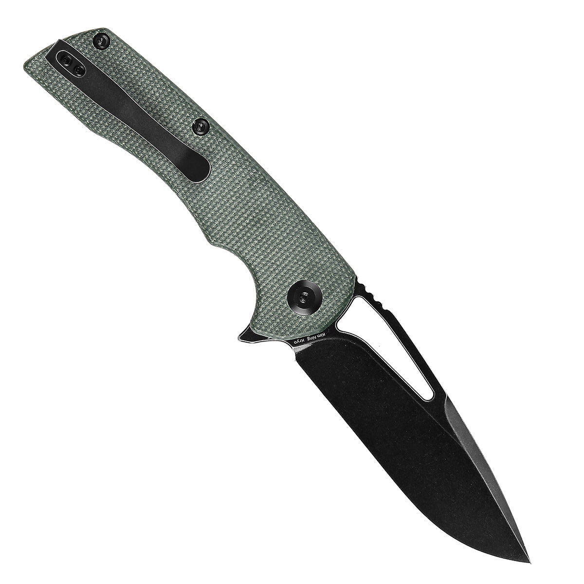 Kansept Kryo T1001M2 open position showing 12C28N drop point blade