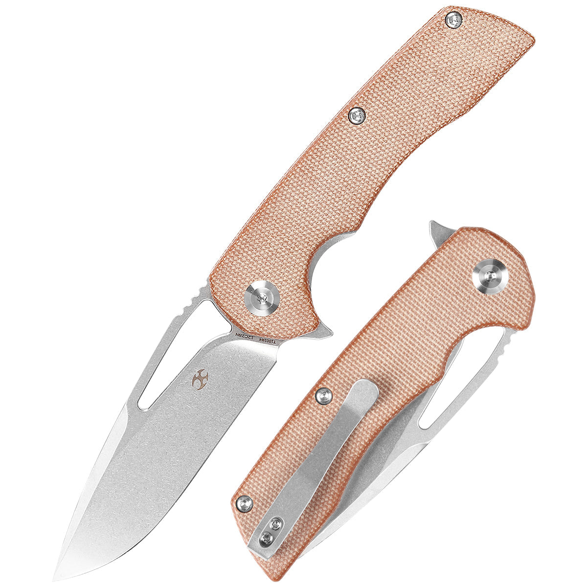 Kansept Kryo T1001M4 front view – 3.58" stonewashed 12C28N drop point folding knife