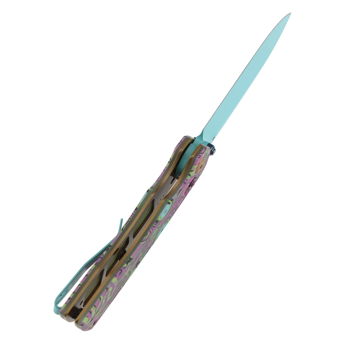 Tenable Kryo T1001V9 blade detail – Blue Coated 14C28N drop point