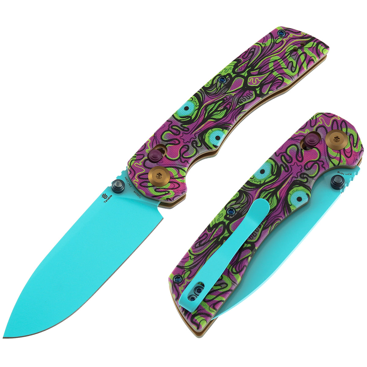 Tenable Kryo T1001V9 front view – 3.58" Blue Coated 14C28N drop point folding knife