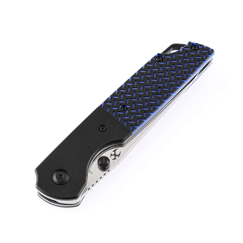 Kansept Warrior T1005S1 blade detail - stonewashed D2 drop point