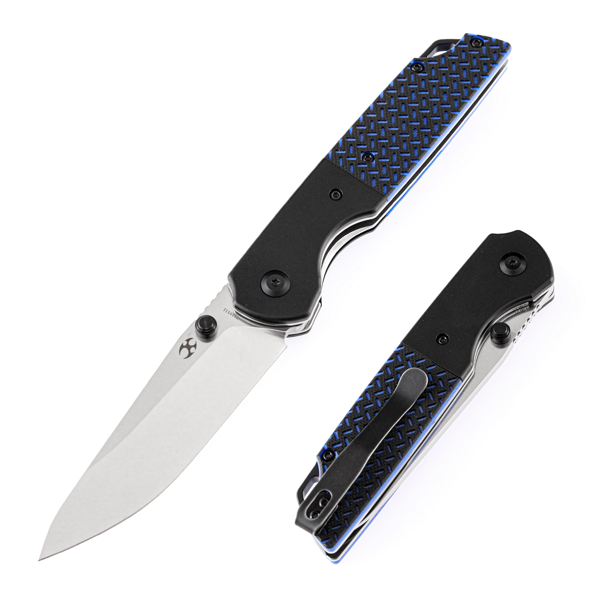 Kansept Warrior T1005S1 front view - 3.47" stonewashed D2 drop point folding knife
