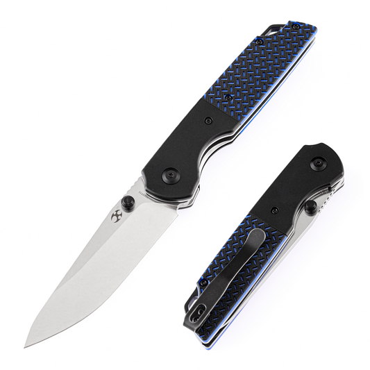 Kansept Warrior T1005S1 front view - 3.47" stonewashed D2 drop point folding knife