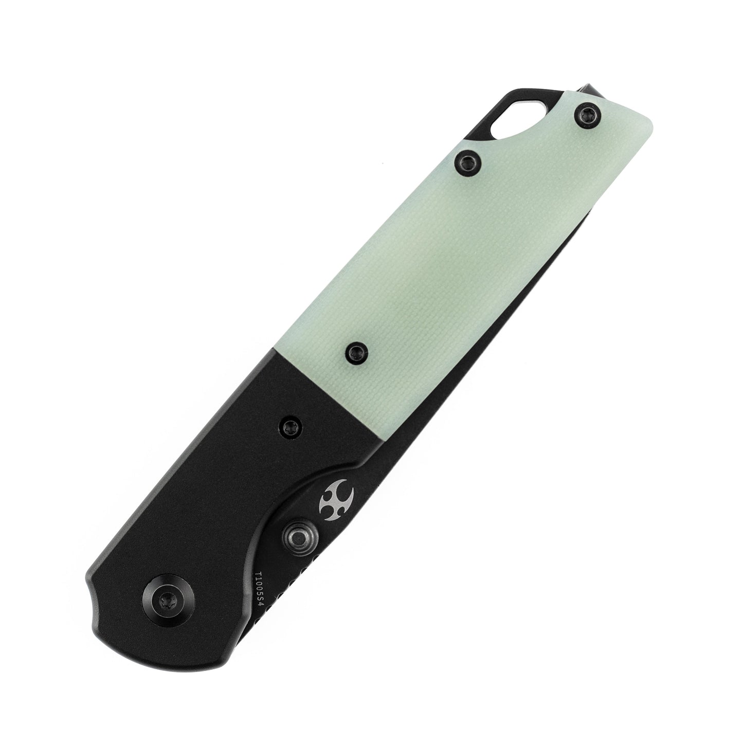 Kansept Warrior T1005S4 blade detail - black TiCN stonewashed D2 drop point