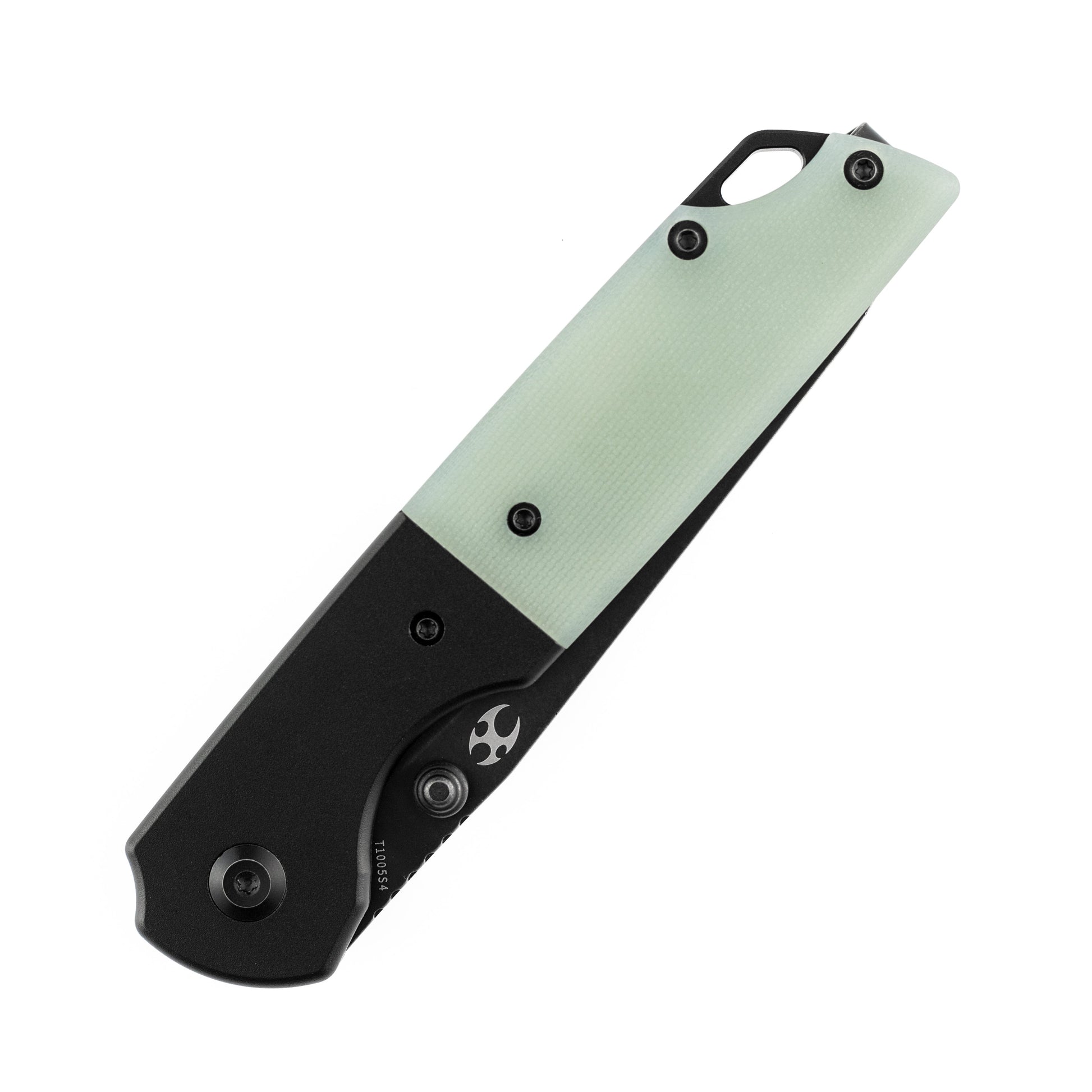 Kansept Warrior T1005S4 blade detail - black TiCN stonewashed D2 drop point