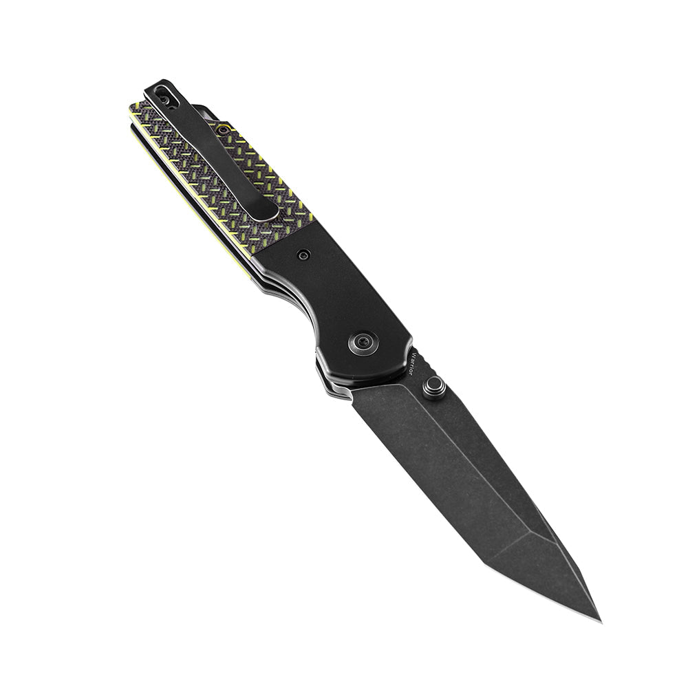 Kansept Warrior T1005T2 open position showing D2 tanto blade